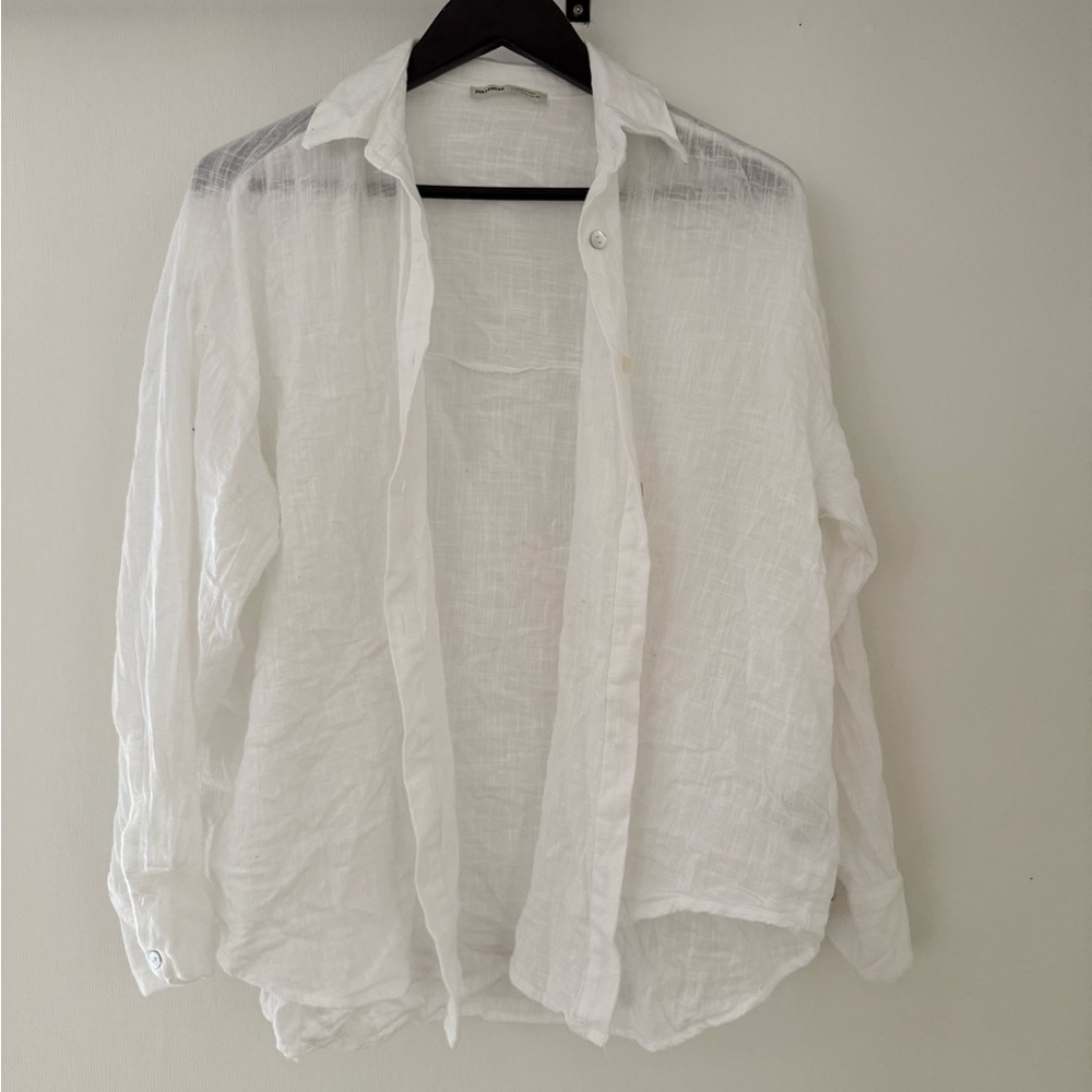 Pull&Bear Men's Lightweight White Shirt Jacket